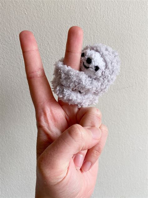 Finger hugger fluffy sloth. Hand crocheted fidget toy/sensory | Etsy