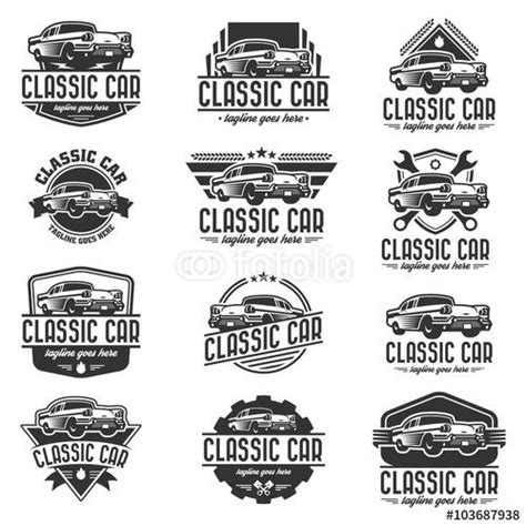 "Vector car logo set, retro car logo template" Stock image and royalty ...