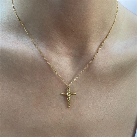 Plated gold necklace cross with Jesus