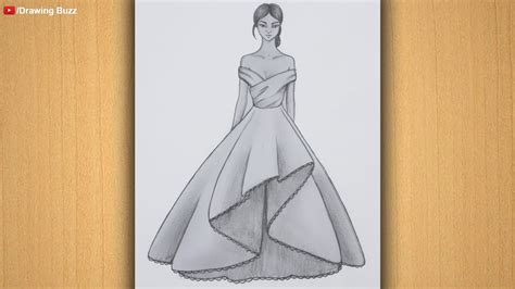 How to draw a girl with beautiful dress for beginners || Drawing Tutorial || كيفية رسم فتاة ...