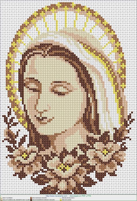 PATRONES DE VIRGEN MARIA EN PUNTO DE CRUZ | Christian cross stitch patterns, Cross stitch ...