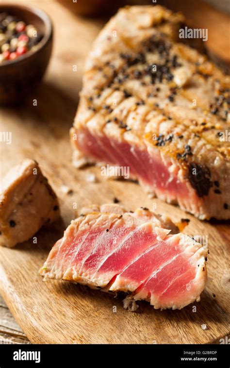 Homemade Grilled Sesame Tuna Steak with Soy Sauce Stock Photo - Alamy