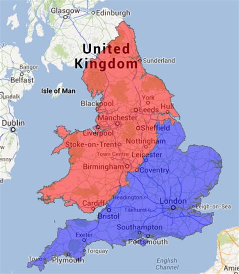 North V South divide of England + Wales : r/MapPorn