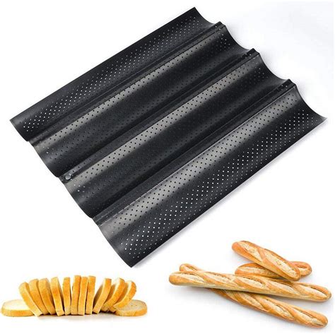 Amazon.com: Baguette Pan, Perforated 2/3/4 Loaf French Bread Pans, Best Non-Stick Carbon Steel ...