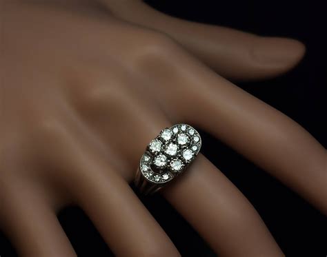 Art Deco Diamond Cluster Engagement Ring at 1stDibs