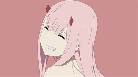 darling in the franxx zero two closing eyes with light brown background ...