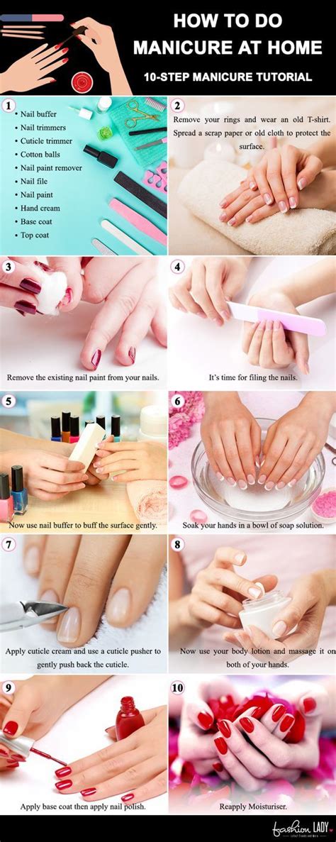 How To Do Manicure At Home 10-Step Manicure Tutorial | Manicure tutorials, How to do manicure ...