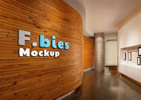 Free Building Wall 3D Logo Mockup - Freebies Mockup