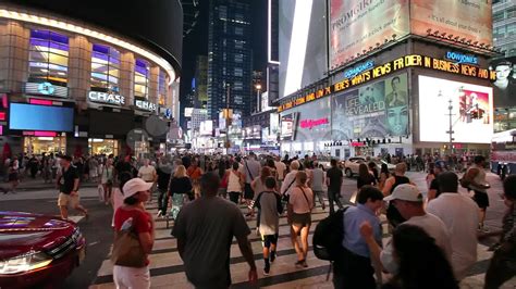 Crowd of people walking in Times Square New York City at night 24p Stock Footage,#Times#Square# ...
