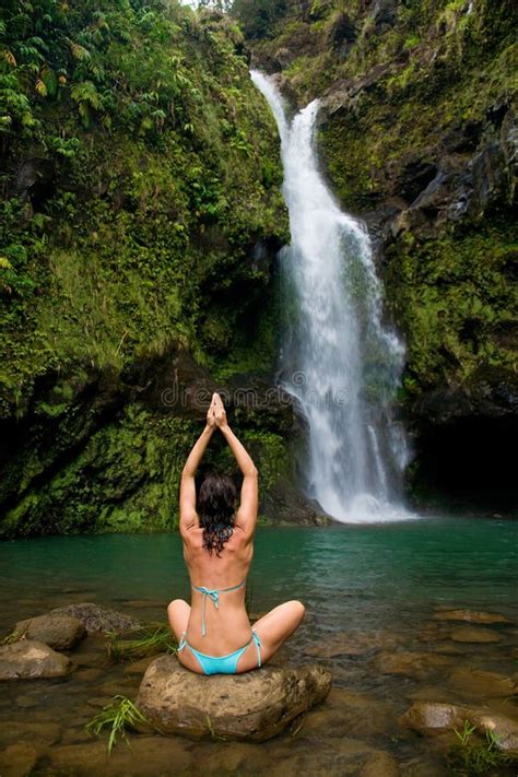 Exotic waterfall woman stock photo. Image of background - 10460794