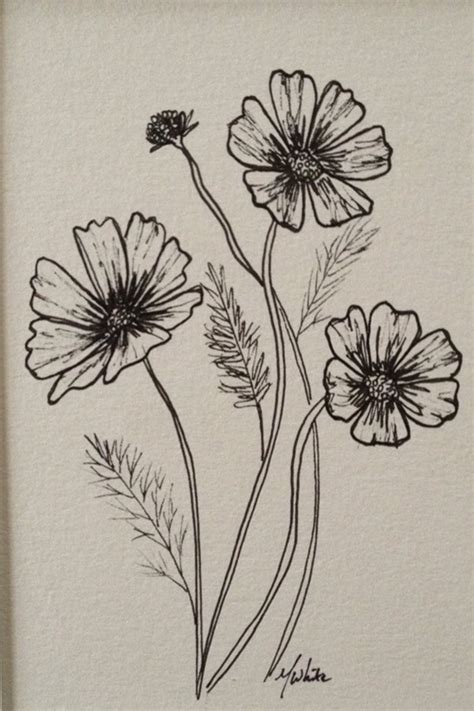 40 Easy Flower Pencil Drawings For Inspiration | Pencil drawings of flowers, Easy flower ...