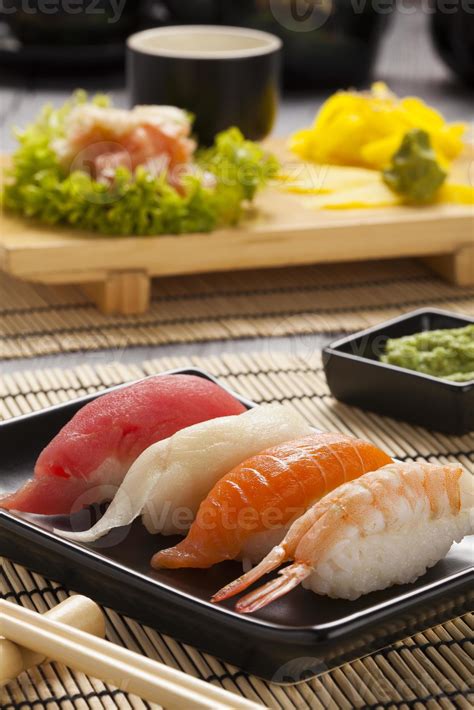 The composition of nigiri sushi 703865 Stock Photo at Vecteezy