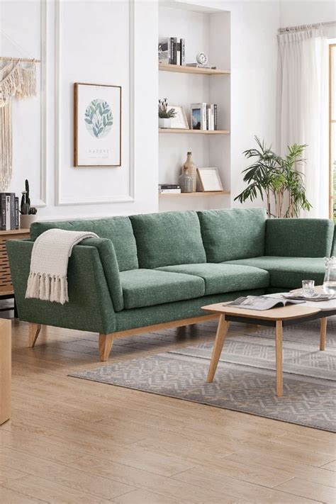 ValMinimal Sectional | Green sofa living room, Green living room decor ...