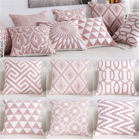 Cushion Cover Stylish Pink Floral Geometric Pattern Pillow Case Home Sofa Décor | Beige cushion ...