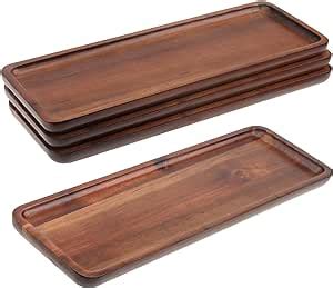 SEUNMUK 4 PCS 29 x 10.8 CM Wooden Serving Tray, Rectangle Wooden Plates ...