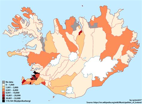 Population of the Municipalities of Iceland [1200×884] [OC] : MapPorn