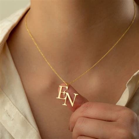 Double Initials Necklace Double Initial Necklace Custom Two - Etsy