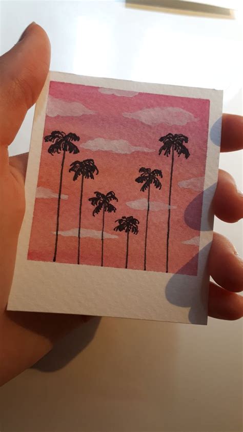 Aesthetic Polaroid watercolor palm tree | Mini canvas art, Small canvas ...