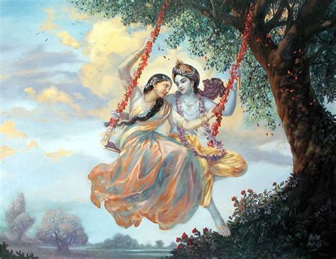 Śṛī Kṛṣṇa and Rādhā-rānī Śṛī Kṛṣṇa and Rādhā-rānī enjoying on a swing ...