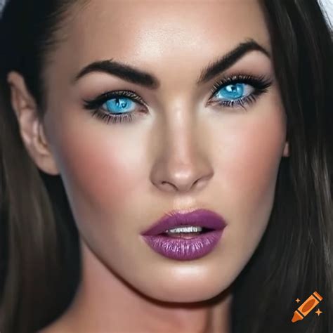 High-resolution image of a beautiful woman with blue catlike eyes