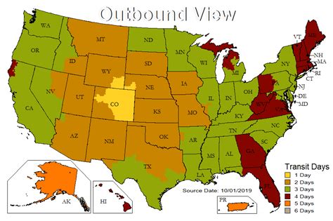 UPS Transit Time Map