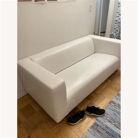 IKEA KLIPPAN White Leather Couch - AptDeco