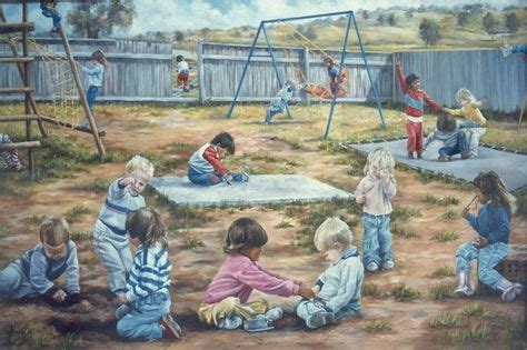 Kids playing in the park oil painting | Art painting oil, People art ...