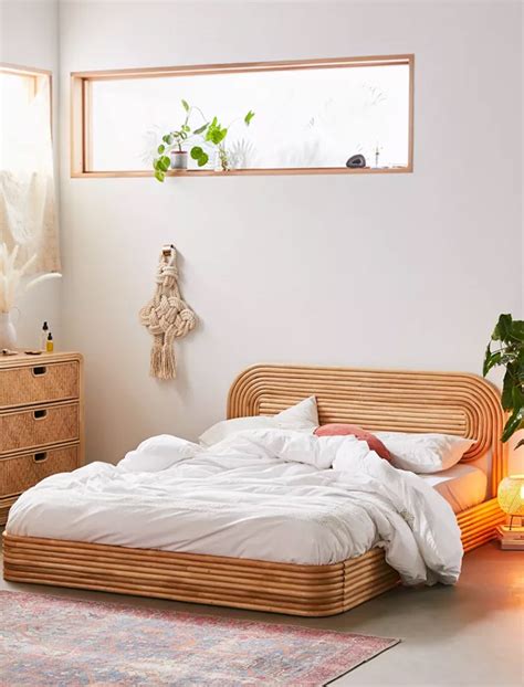 Boho Wooden Bed Frame Queen - Hanaposy