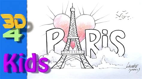 easy paris drawing How to Draw the Eiffel tower for Kids - YouTube