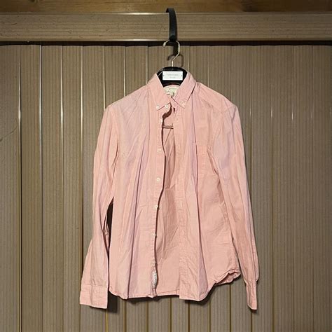 Pink button-up shirt H&M Regular Fit Light Pink... - Depop