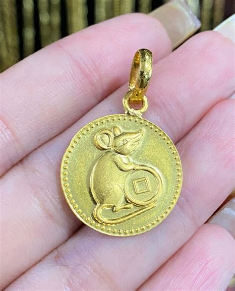 9999 Pure Gold Zodiac Animal Sign Rat Pendant. - Gem