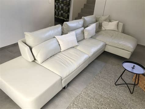 Natuzzi – Opus model – white leather sofa with chaise - Catawiki