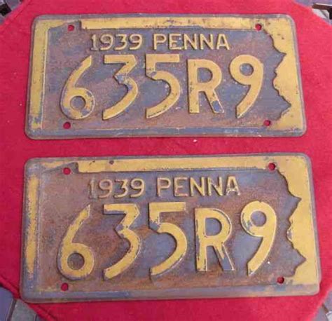 VINTAGE PAIR 1939 PENNSYLVANIA LICENSE PLATES CAR PA