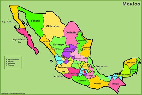 State map of Mexico - State map Mexico (Central America - Americas)