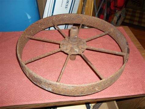 Vintage Antique Metal Wheel 15.5" x 2" Farm Barn Decor Rustic Steampunk -- Antique Price Guide ...