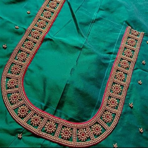 Green bridal blouse .aari work blouse design | Blouse work designs ...