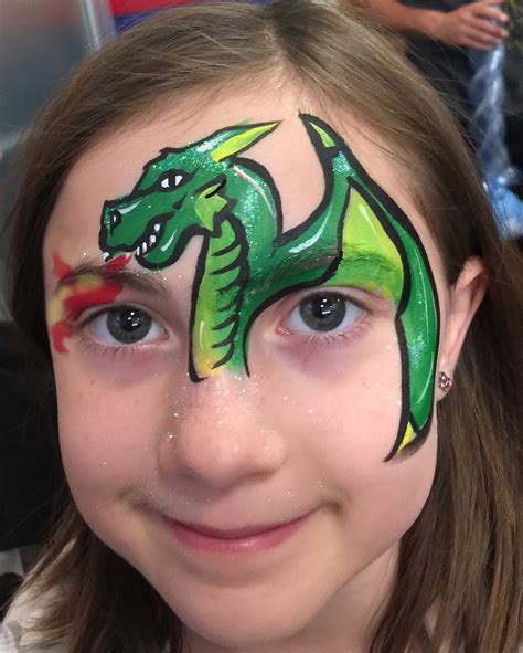 Green Dragon Face Painting | Face painting easy, Dragon face painting, Face painting