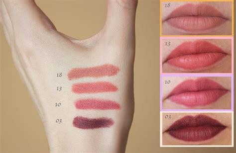 Golden rose matte lipstick crayons in the shades 03, 10, 13 and 18 ...