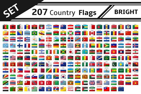 set 207 country flags glitter effect | Illustrations ~ Creative Market