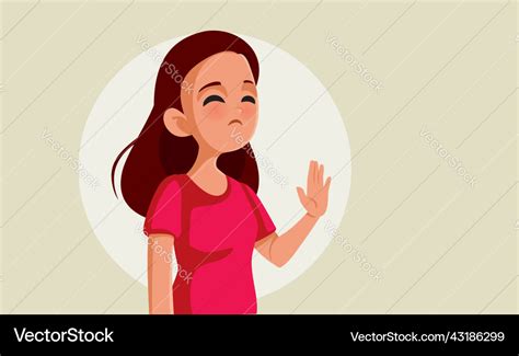 Teen girl saying no cartoon Royalty Free Vector Image