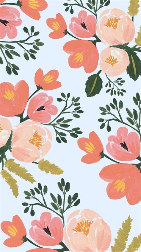 Peach floral go wallpapers | Floral wallpaper iphone, Tumblr iphone ...