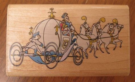 Cinderella & Pumpkin Coach Disney Cartoon Wood Mounted by Rubber ...