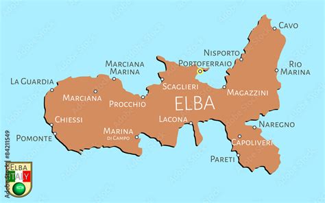 Map of Italian isle of Elba Stock Vector | Adobe Stock