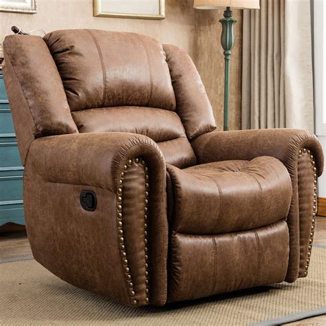 CANMOV Leather Recliner Chair, Classic and Traditional Manual Recliner ...