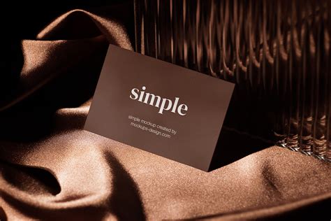 Business card on brown fabric mockup - Mockups Design