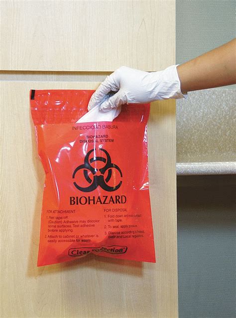 GRAINGER APPROVED Biohazard Bags, 1/2 gal, Polyethylene, Red, Biohazard, PK 100 - 3UAF5 ...