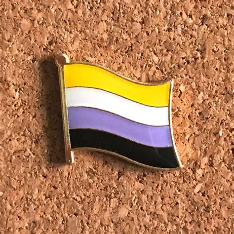 Non Binary Flag Pin Non Binary Pride Badge Enby Enamel Pin | Etsy UK