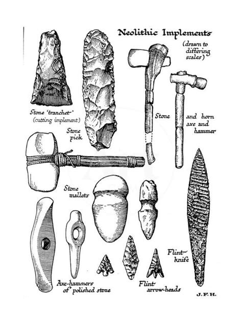 'Neolithic Implements of Stone, Flint and Horn, C1890' Giclee Print | Art.com in 2020 ...