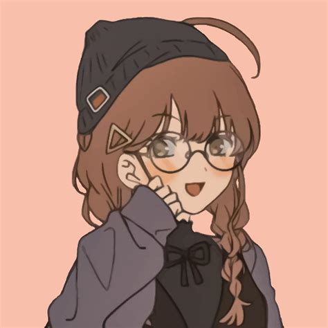 Cute anime girl with glasses and a hat 19054675 Vector Art at Vecteezy