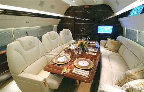 Dining room onboard Donald J. Trump's Boeing 757. Designed by International Jet Interiors in ...